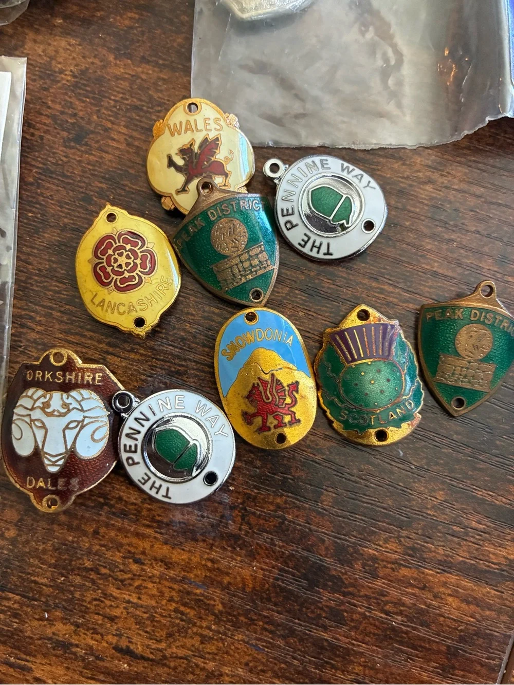 Vintage British Souvenir Badge Lot Hiking Heraldic Shields Pennine Way
